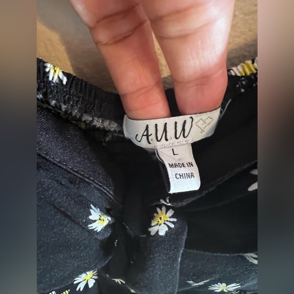 AUW Halter Top Dress Womens Large Black Floral Design Straps Pullover Summer - Picture 12 of 16